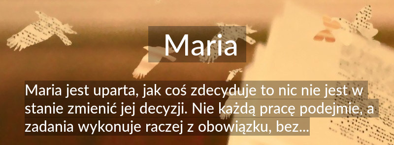 Znaczenie imienia Maria