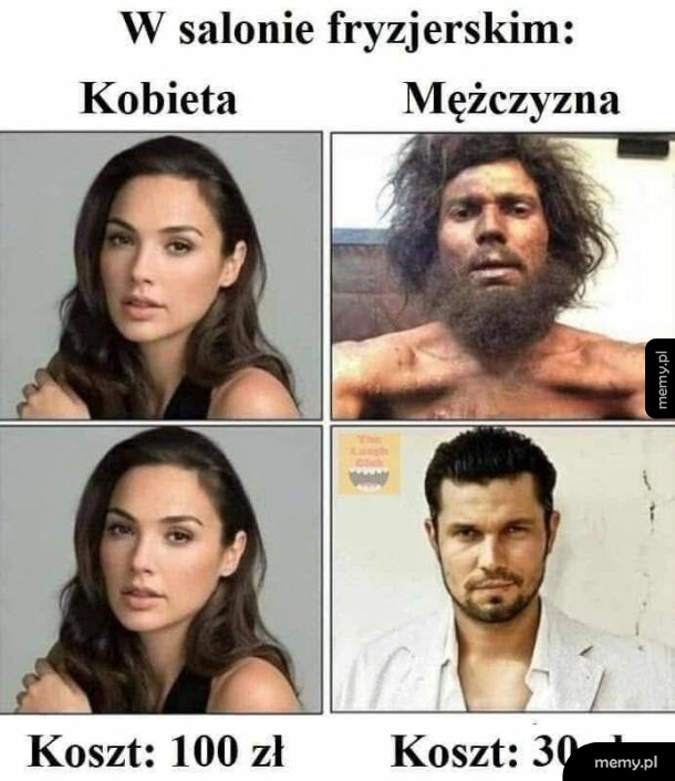 Dwa zdjęcia kobiety i mężczyzny w salonie fryzjerskim, różne fryzury i wygląd.