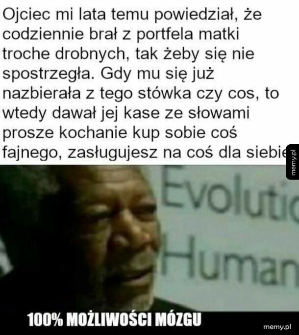 Mężczyzna z poważnym wyrazem twarzy, tekst o radach ojca dotyczących życia.