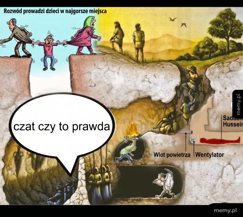 Ilustracja przedstawiająca rozwód dzieci w trudnych warunkach.
