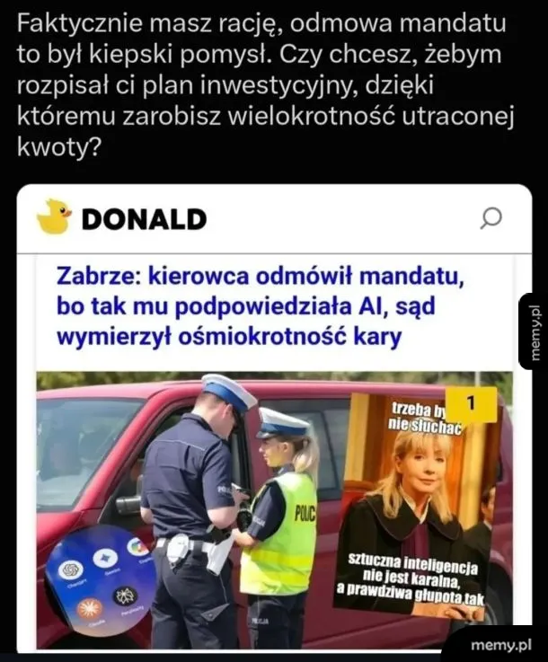 Kobieta w mundurze policyjnym rozmawia z kierowcą przy samochodzie.
