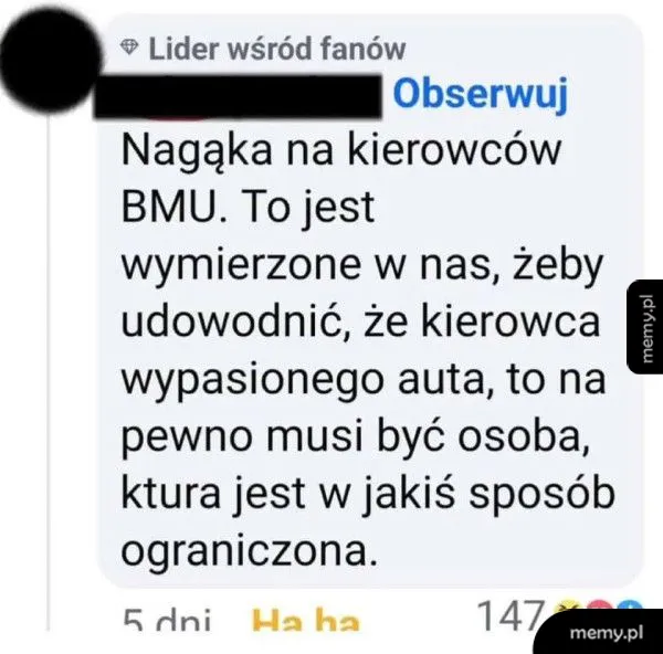 Tekst wiadomości o kierowcach BMU i ich ograniczeniach.