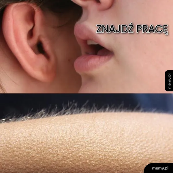 Zbliżenie na ucho i usta oraz skórę z gęsią skórką.