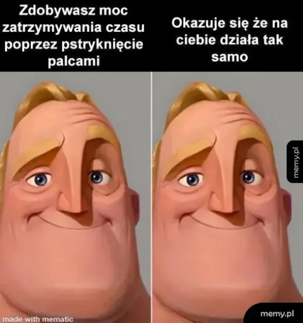 Mężczyzna z uśmiechem, porównanie dwóch sytuacji.