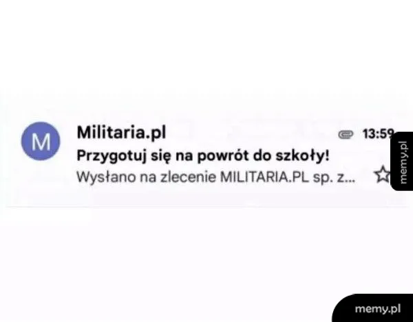 Powiadomienie e-mailowe o przygotowaniach do szkoły.