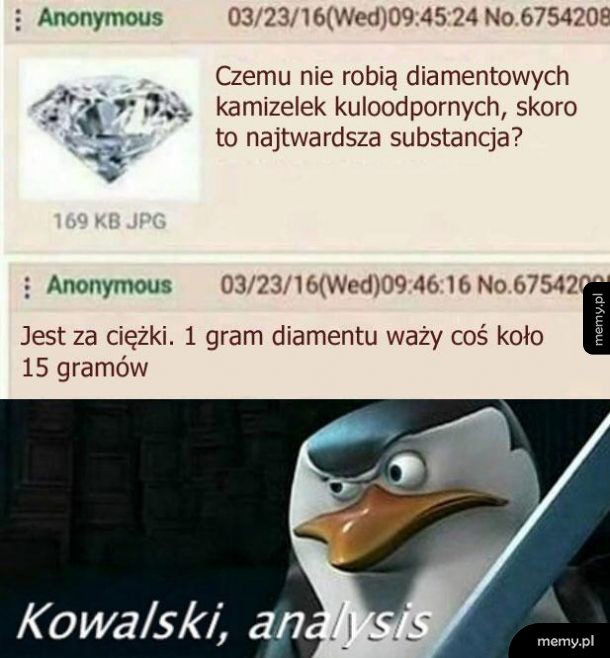 Gram diamentu na pewno jest cięższy