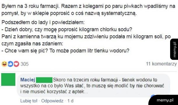 Byłem na 3 roku farmacji
