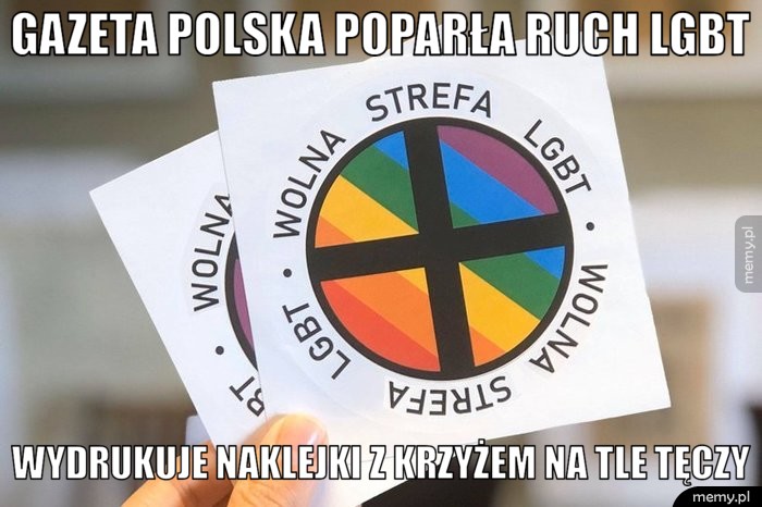Gazeta Polska poparła ruch LGBT Wydrukuje naklejki z krzyżem na tle tęczy