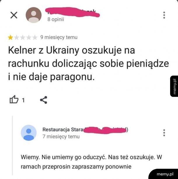 Kelner z Ukrainy