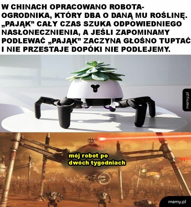 Robot dbający o rośliny