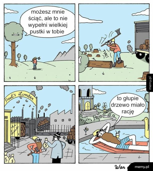 Pustka wewnątrz drwala