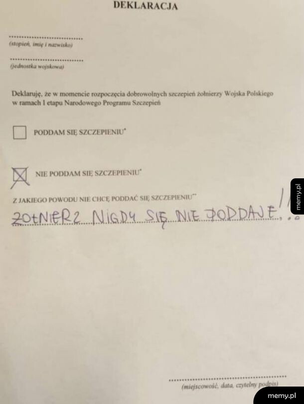 Żołnierz nigdy się nie poddaje!