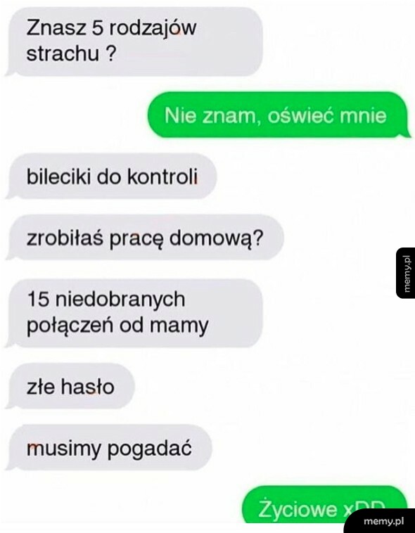 5 rodzajów strachu