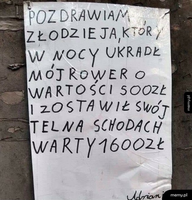 Pozdrowienia dla złodzieja