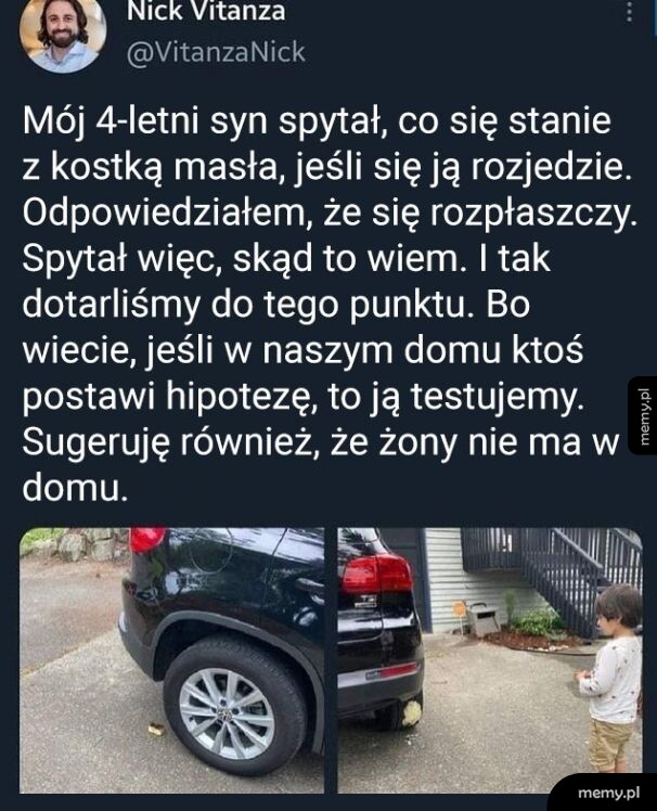 Test z kostką masła