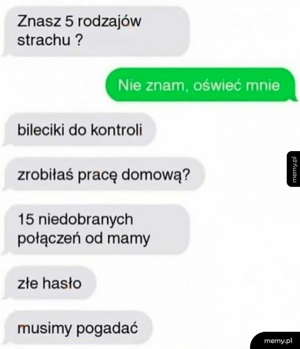 5 rodzajów strachu