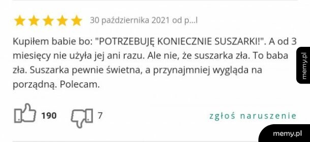 Opinia o suszarce