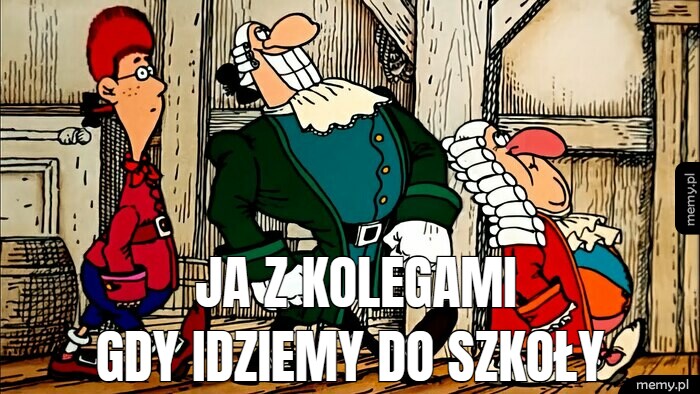 Trójka kolegów w drodze do szkoły