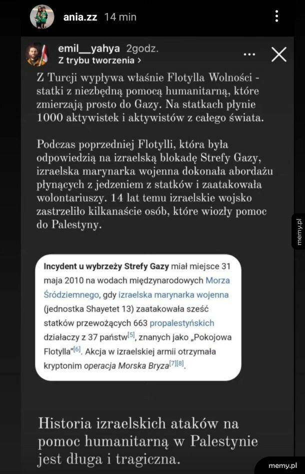 Flotylla wolności dla Palestyny jest w drodze z Turcji do Gazy