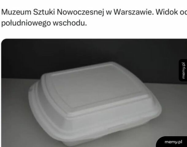 Biały pojemnik na wynos na szarym tle z podpisem