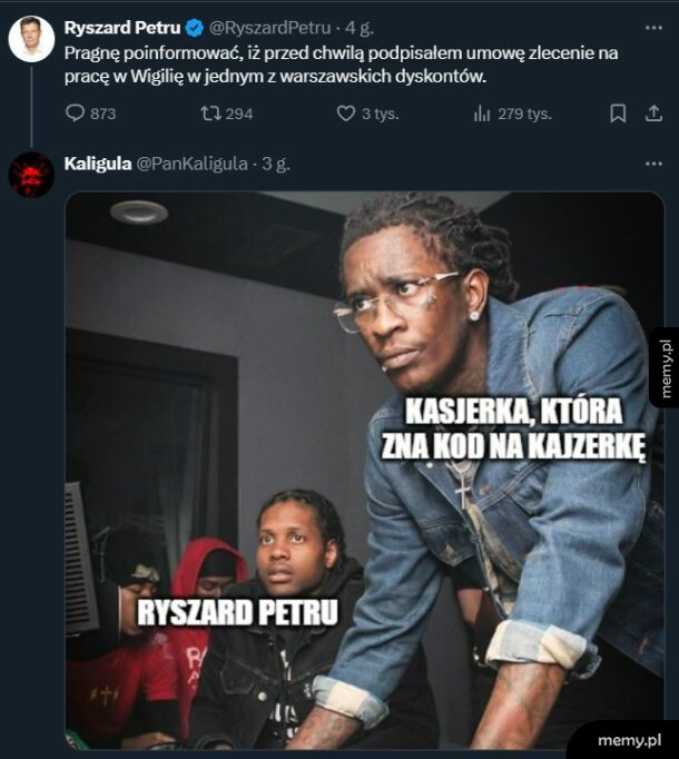 Tweet Ryszarda Petru z memem o pracy w Wigilię w dyskoncie.