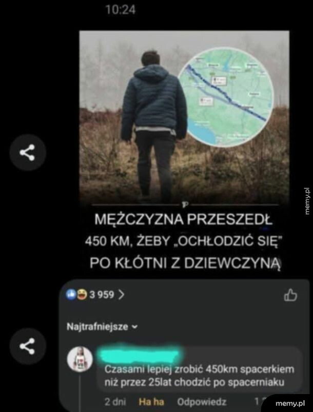 Mężczyzna idący przed siebie z mapą trasy w tle.