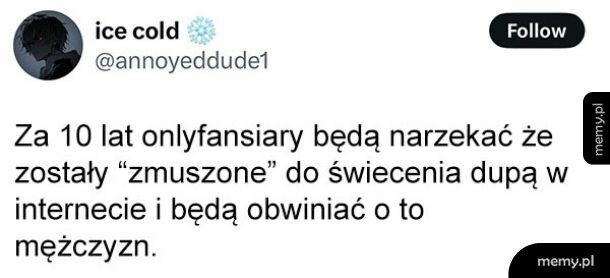 Zrzut ekranu tweeta użytkownika ice cold na tle białym.