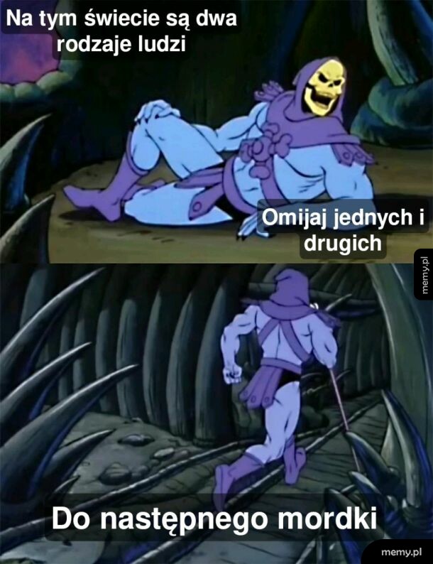 Skeletor z bajki Masters of the Universe w dwóch kadrach