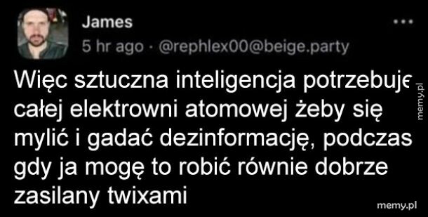 Zrzut ekranu posta użytkownika James na platformie społecznościowej.