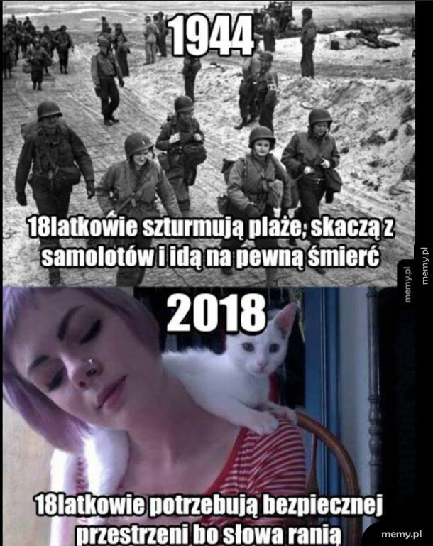 Porównanie 18-latków z 1944 roku na wojnie i współczesnej młodzieży.