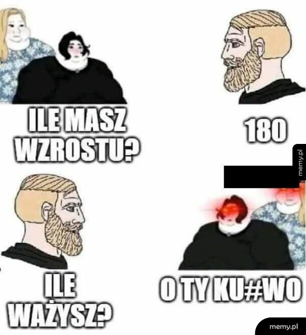Mądrzący się Chad rozmawia z grubą dziewczyną.