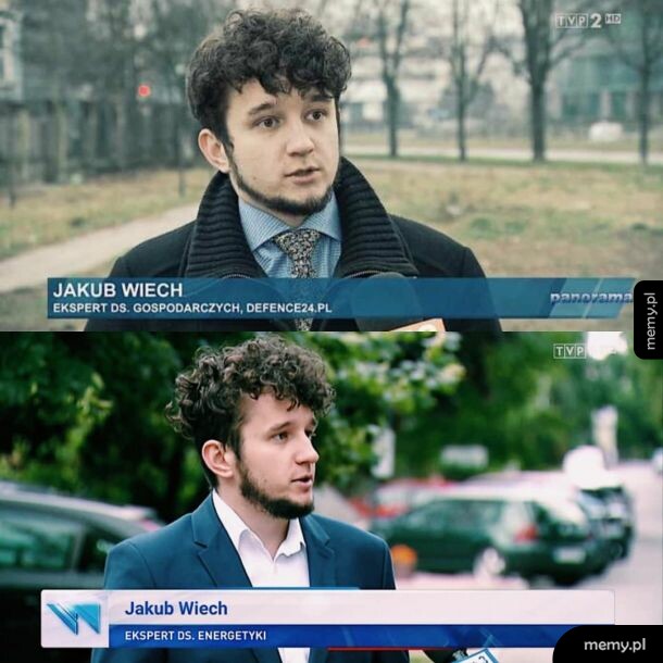 Dni i noce Jakuba Wiecha - dwa kadry z wypowiedziami eksperta w TVP.