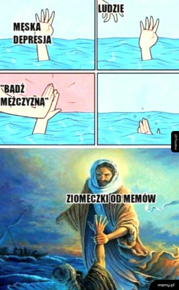 Mem o męskiej depresji i pomocy ze strony memów