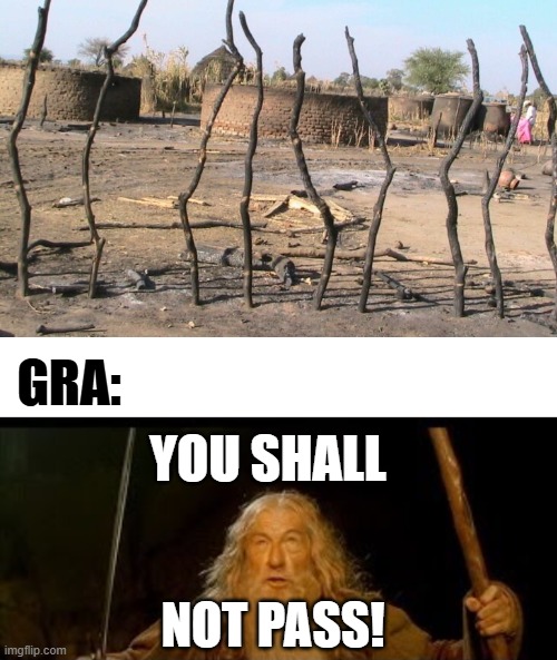 Memiczny płot z patyków i Gandalf mówiący You Shall Not Pass