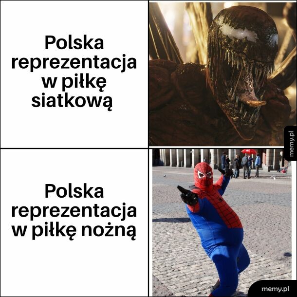 Mecze z symbolem Venoma dla siatkarzy i otyłym Spider-Manem dla piłkarzy.
