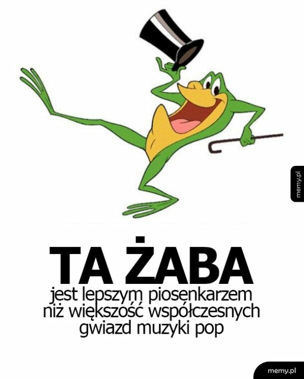 Tańcząca żaba w meloniku z laską