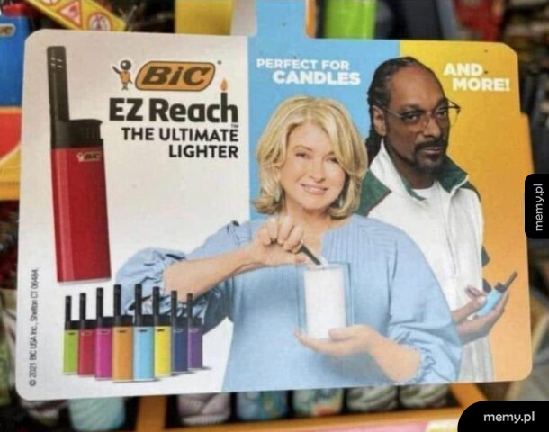 Martha Stewart i Snoop Dogg reklamują długą zapalniczkę Bic EZ Reach.