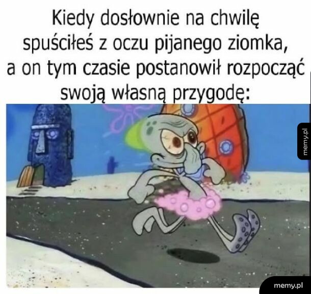 Skalamar ze SpongeBoba biegnie w różowej spódniczce